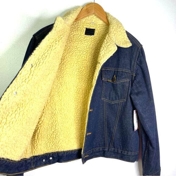 Vintage Jean Jacket Sherpa Sears Roebucks Classic Style Men’s Denim Jacket - Picture 4 of 12